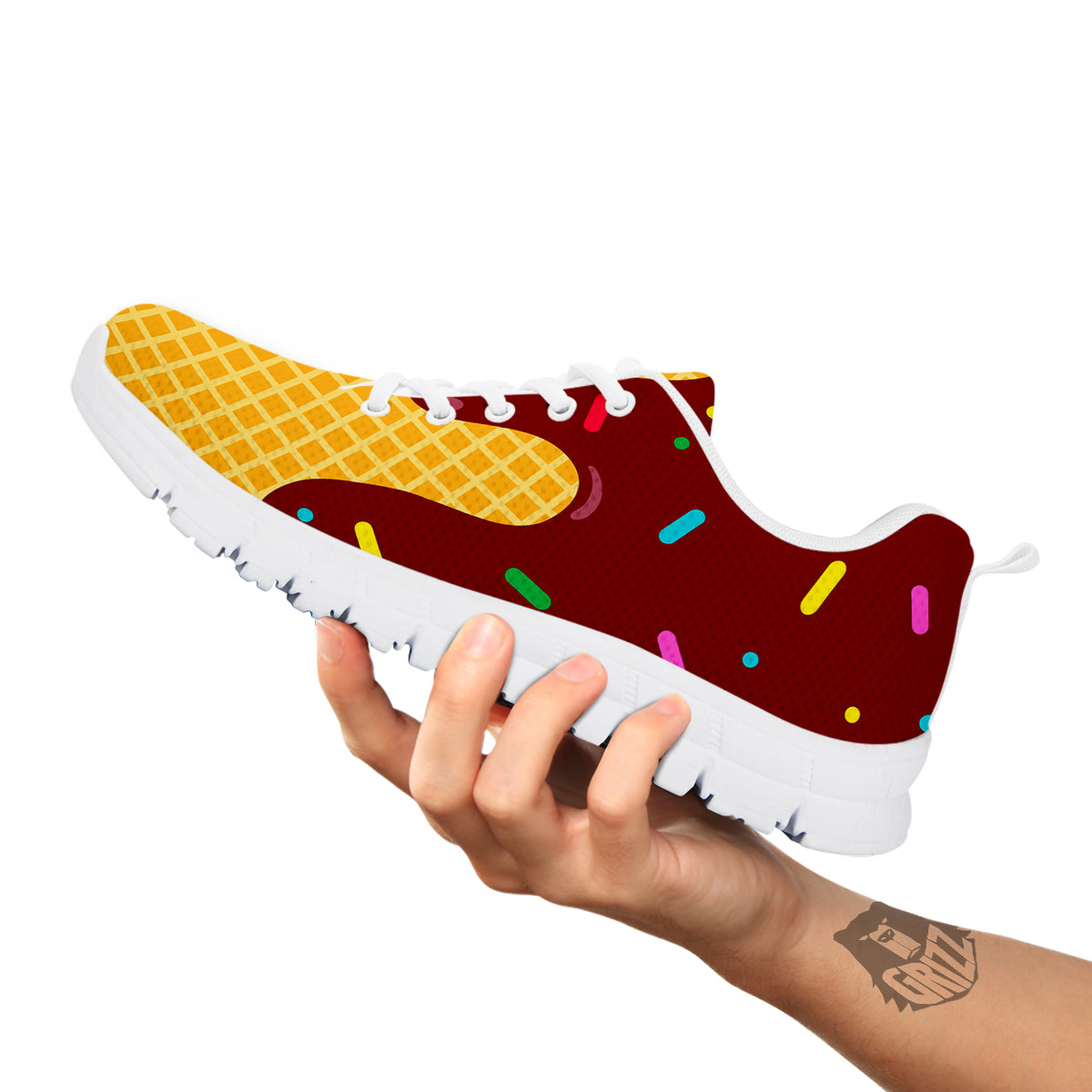 Melted Ice Cream Print Pattern White Sneaker-grizzshop