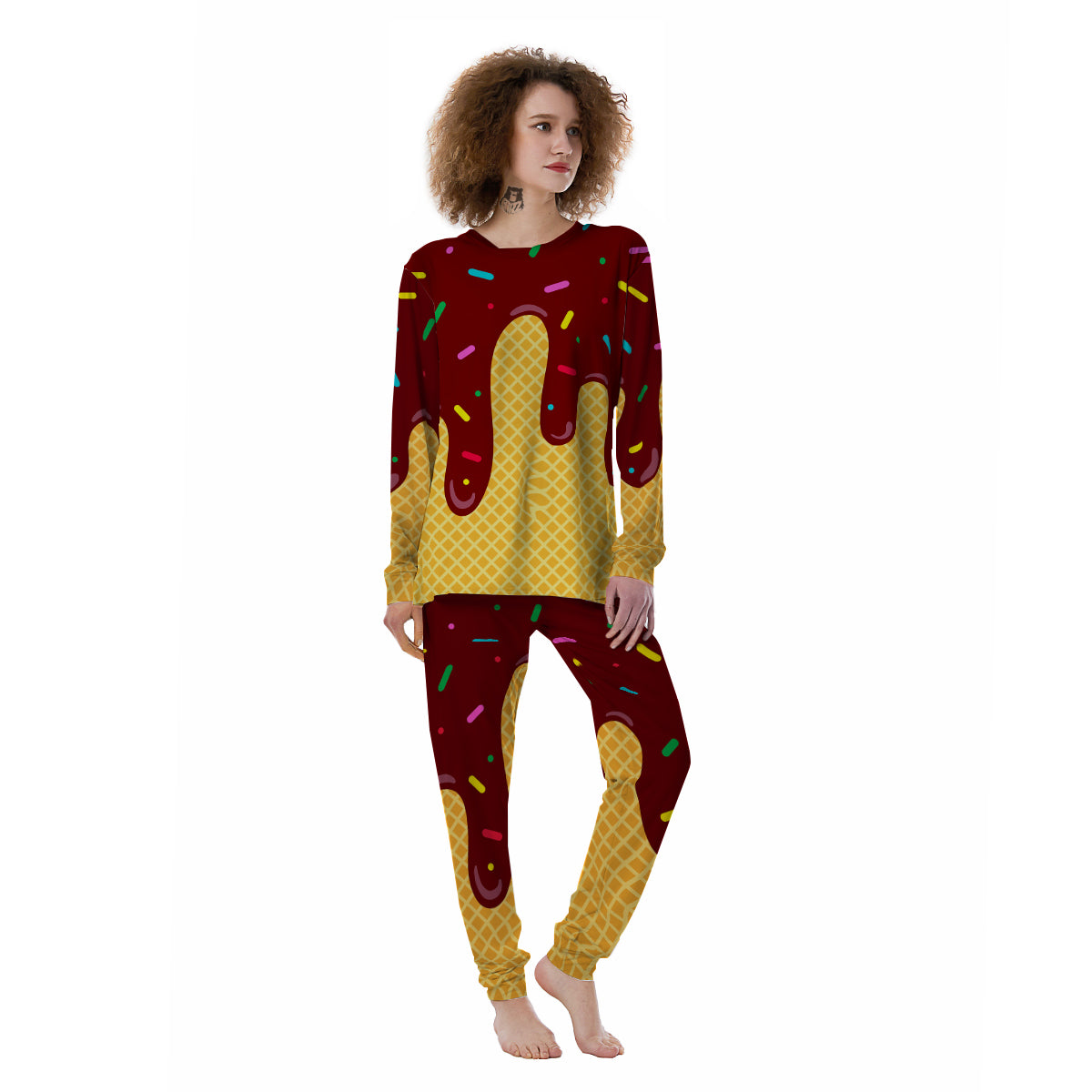 Melted Ice Cream Print Pattern Women's Pajamas-grizzshop