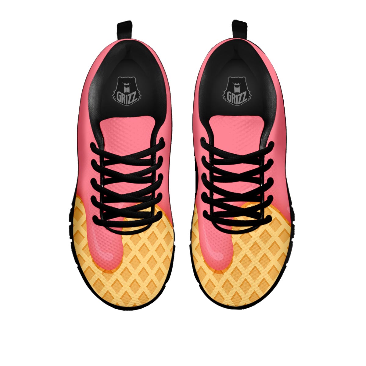 Melted Strawberry Ice Cream Print Black Sneaker-grizzshop