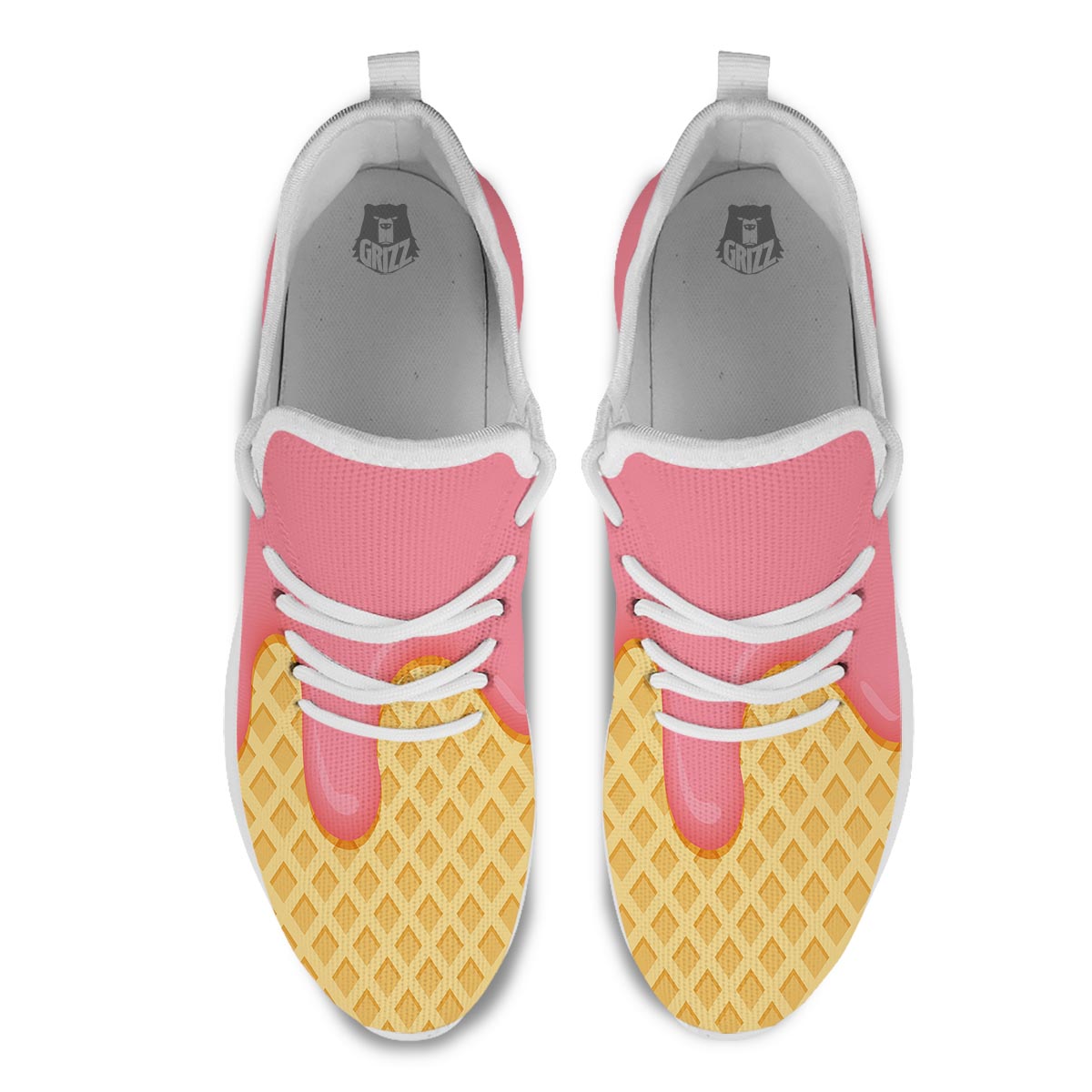 Melted Strawberry Ice Cream Print White Athletic Shoes-grizzshop