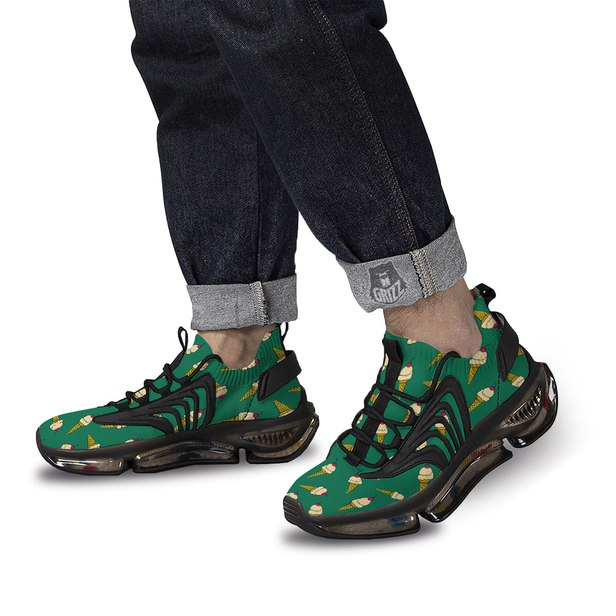 Melted Vanilla Ice Cream Print Pattern Black Gym Shoes-grizzshop