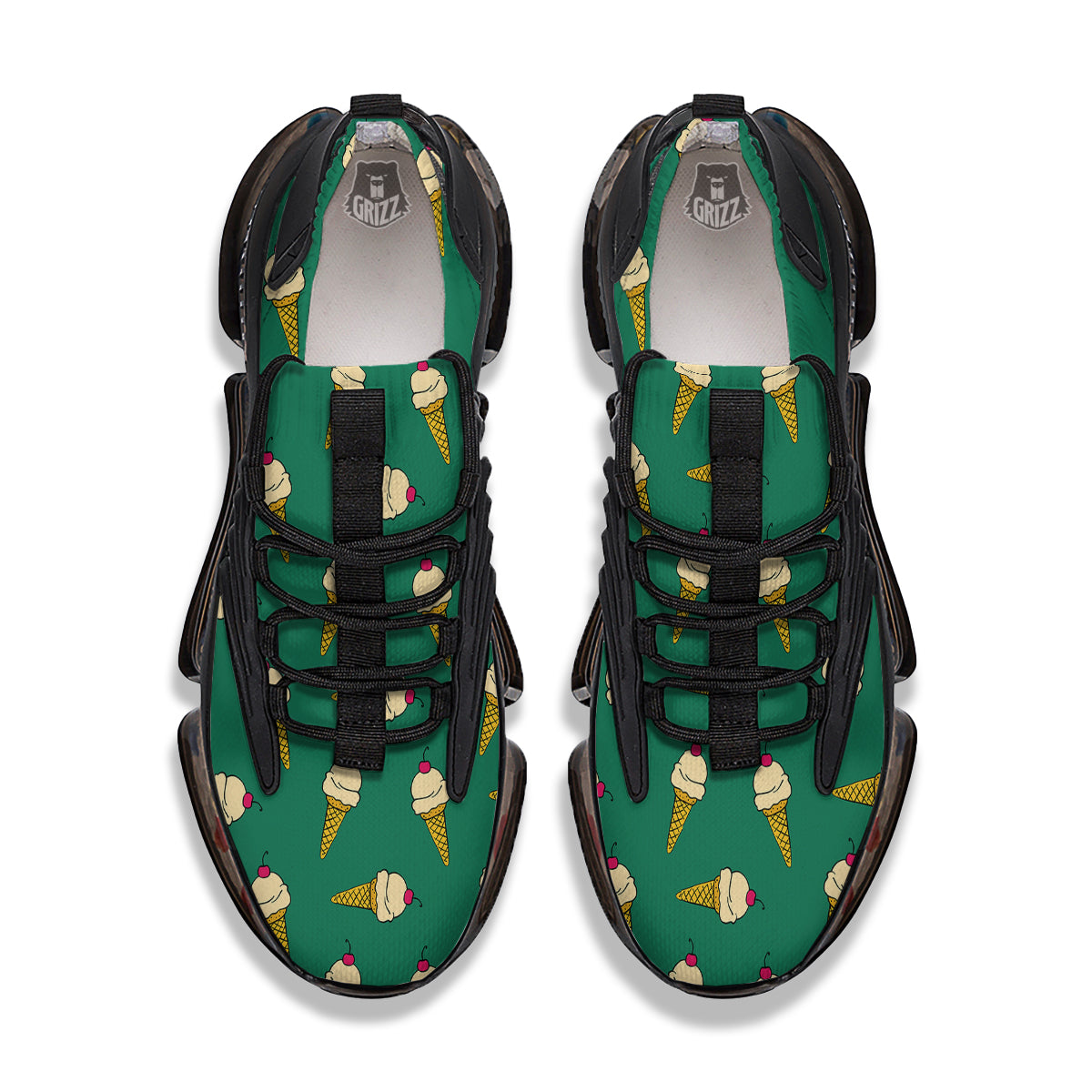 Melted Vanilla Ice Cream Print Pattern Black Gym Shoes-grizzshop