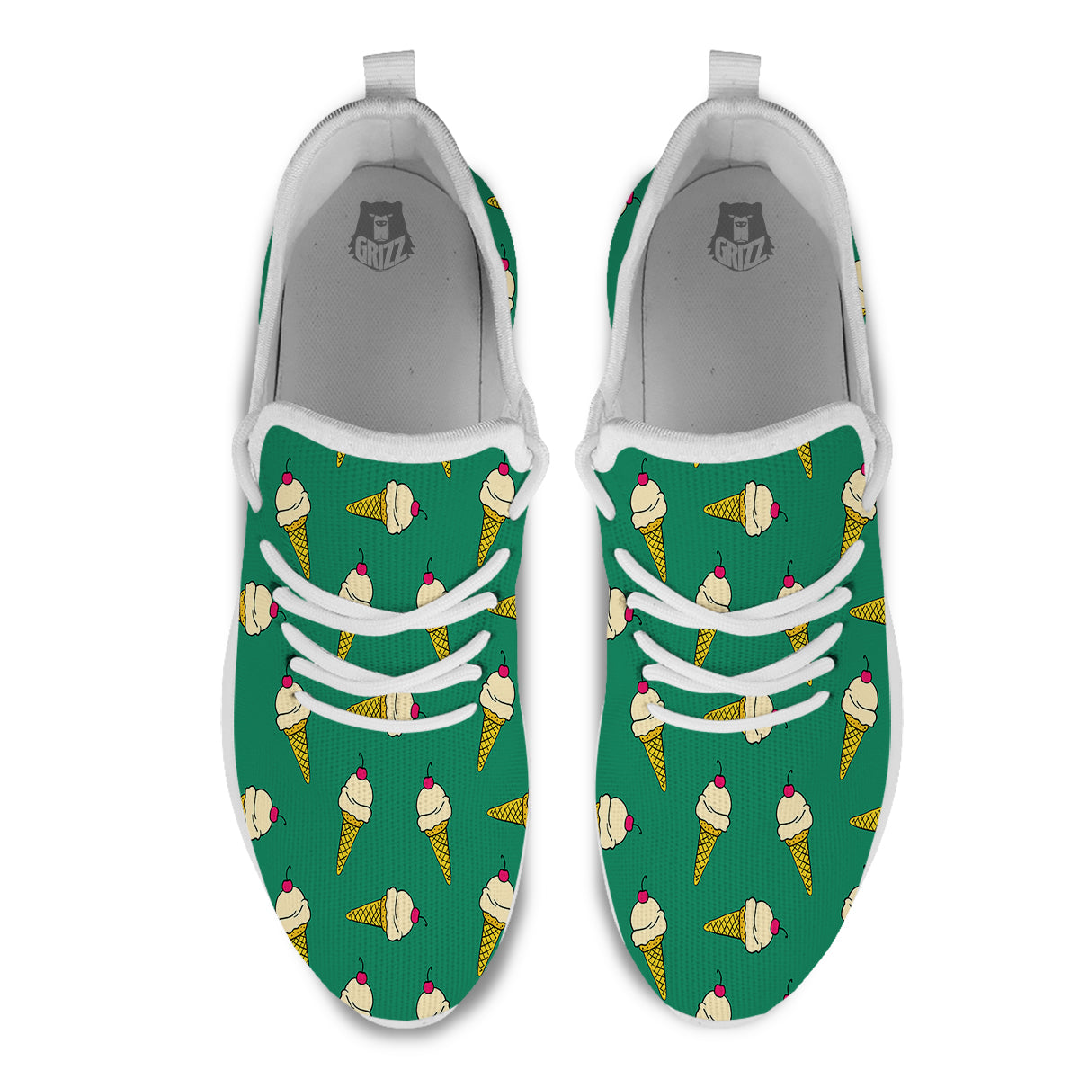 Melted Vanilla Ice Cream Print Pattern White Athletic Shoes-grizzshop