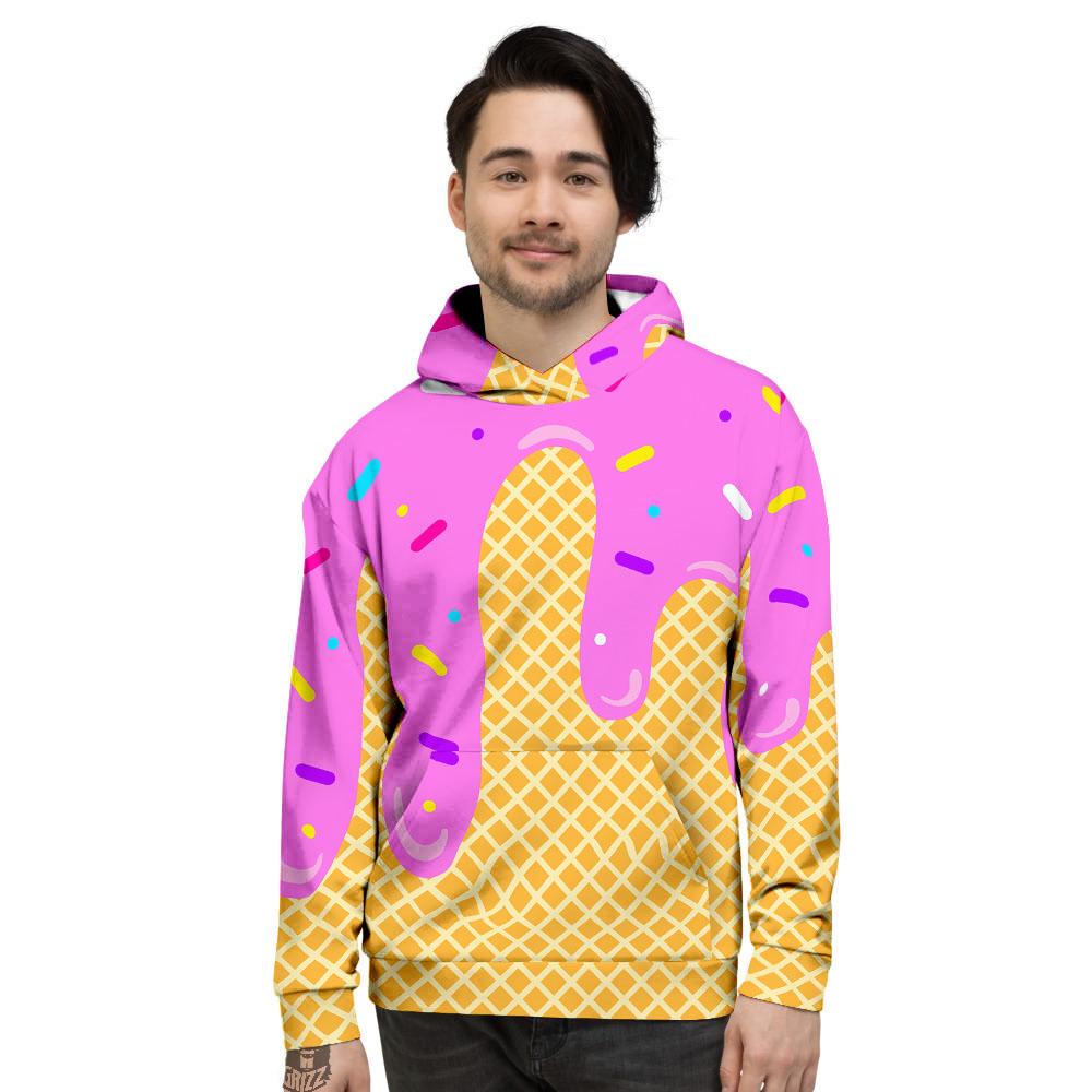 Melted Ice Cream Pink Print Men's Hoodie-grizzshop