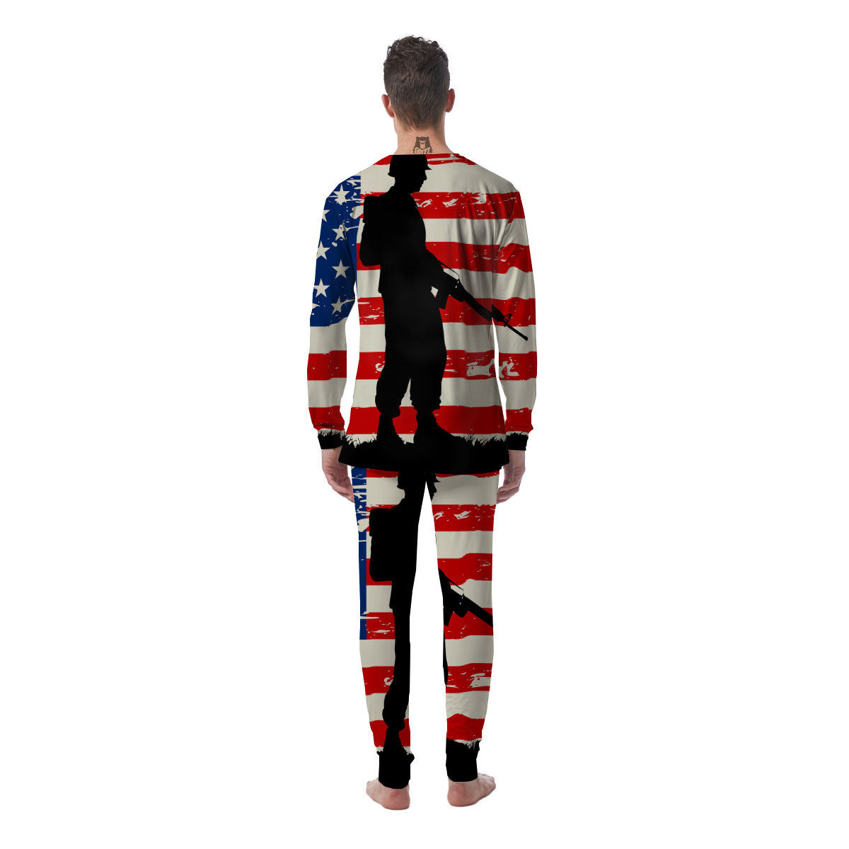 Memorial War American Flag Print Men's Pajamas-grizzshop