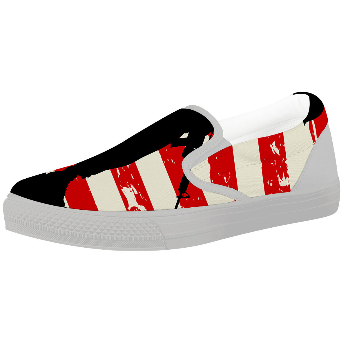 Memorial War American Flag Print White Slip On Shoes-grizzshop