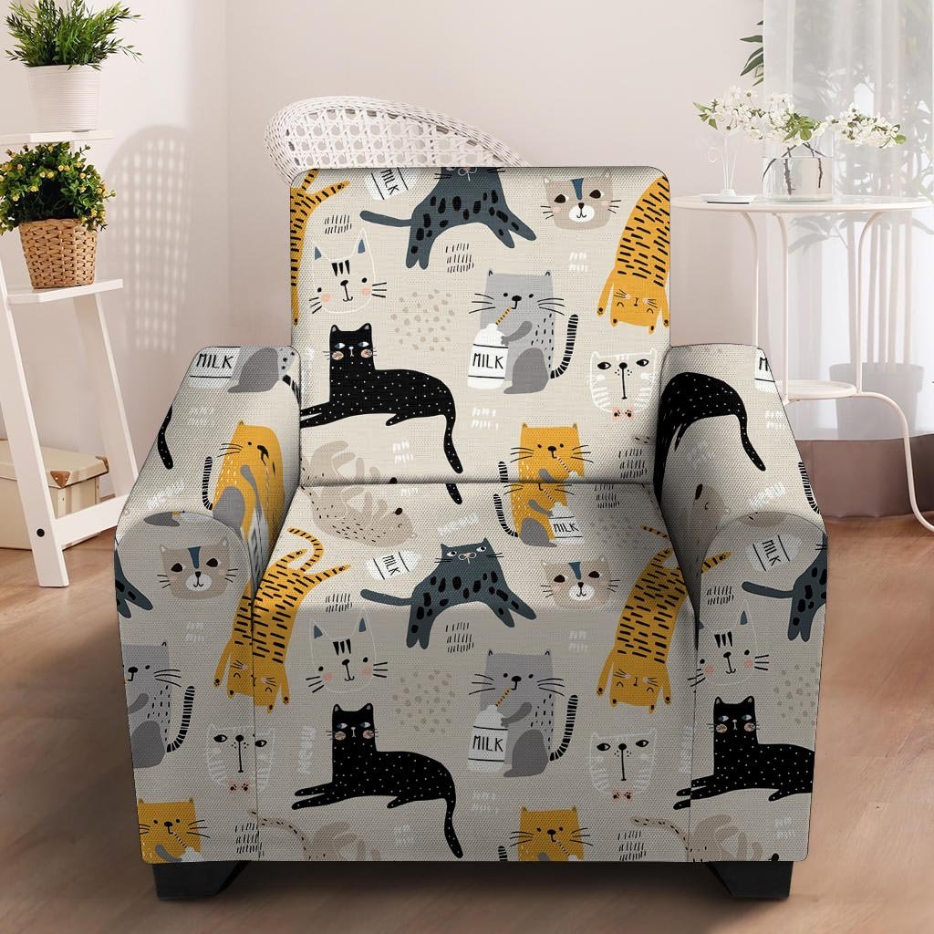 Meow Cat Print Armchair Cover-grizzshop