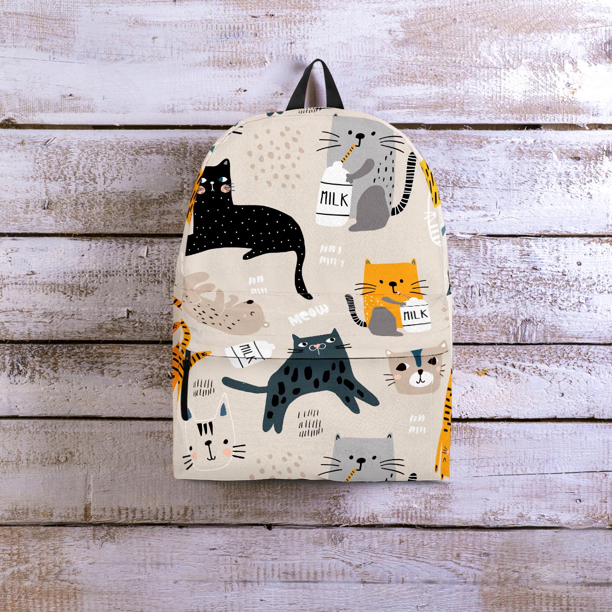 Meow Cat Print Backpack-grizzshop