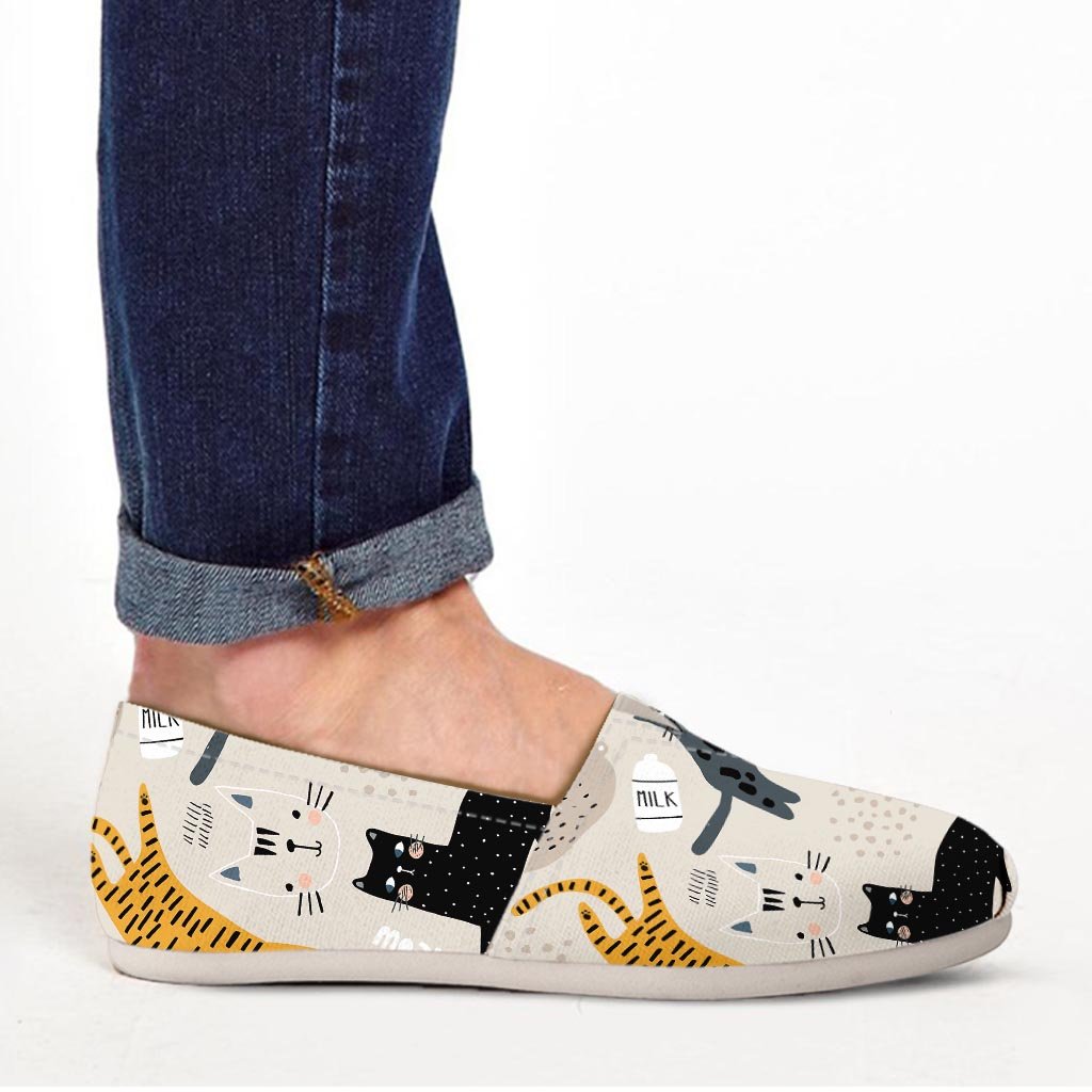 Meow Cat Print Canvas Shoes-grizzshop