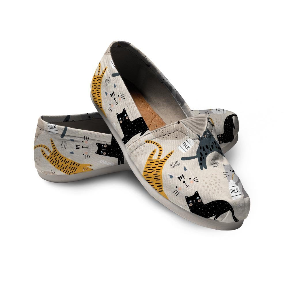 Meow Cat Print Canvas Shoes-grizzshop