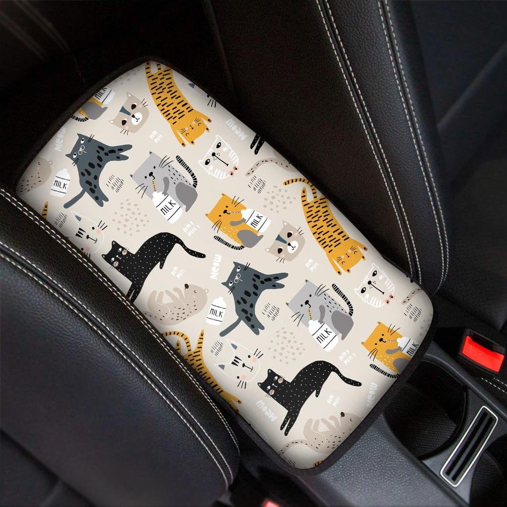 Meow Cat Print Car Console Cover-grizzshop