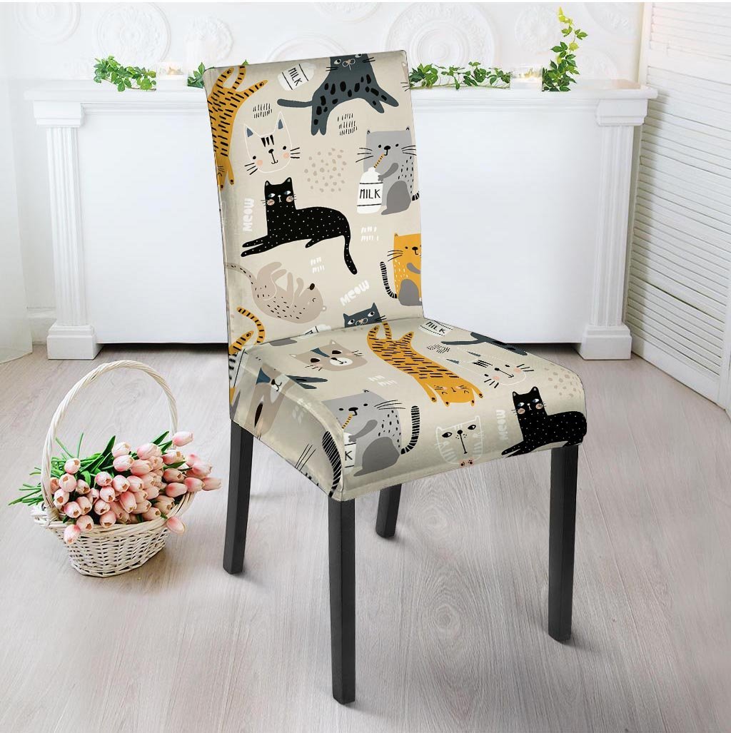 Meow Cat Print Chair Cover-grizzshop