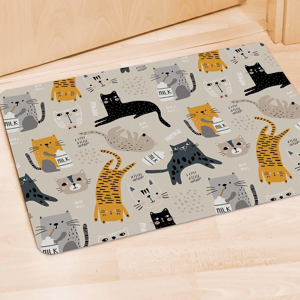 Meow Cat Print Door Mat-grizzshop