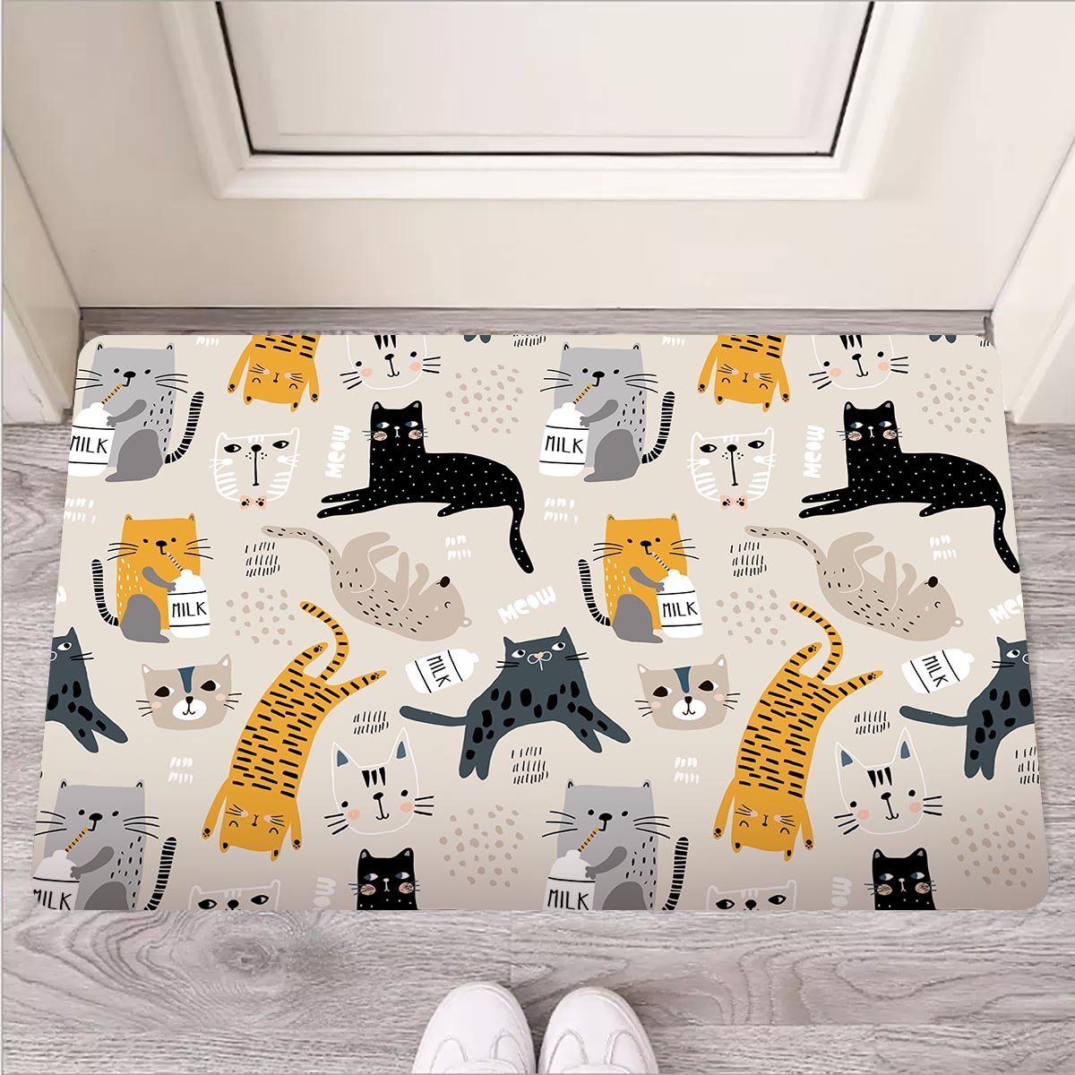 Meow Cat Print Door Mat-grizzshop