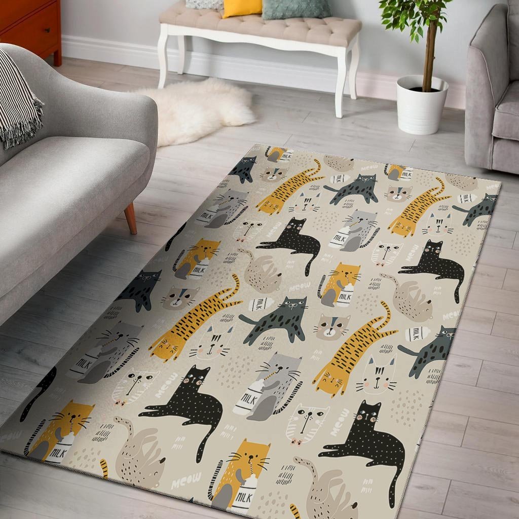 Meow Cat Print Floor Mat-grizzshop