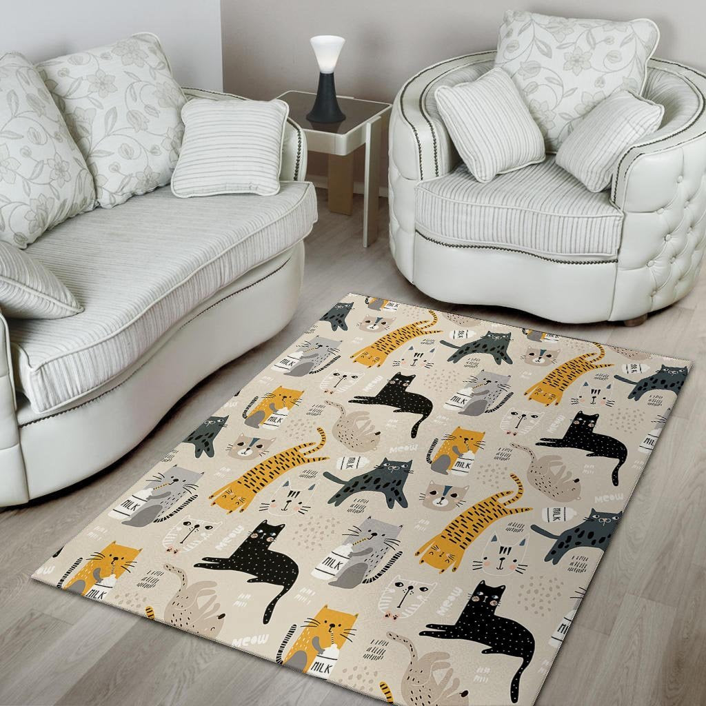 Meow Cat Print Floor Mat-grizzshop