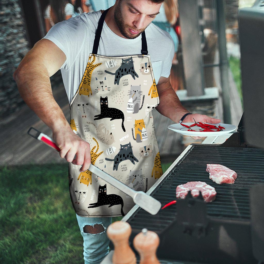 Meow Cat Print Men's Apron-grizzshop