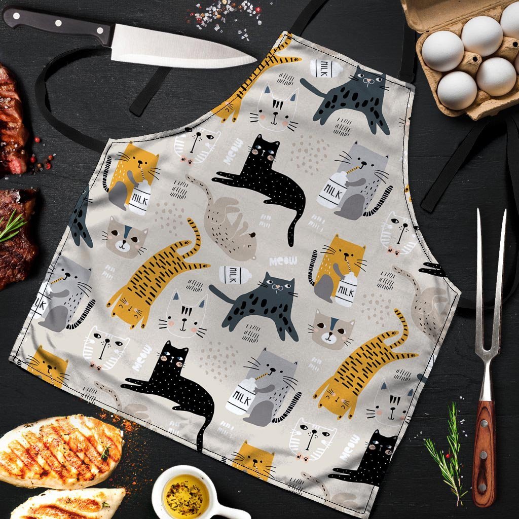 Meow Cat Print Men's Apron-grizzshop