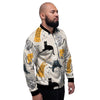 Meow Cat Print Men's Bomber Jacket-grizzshop