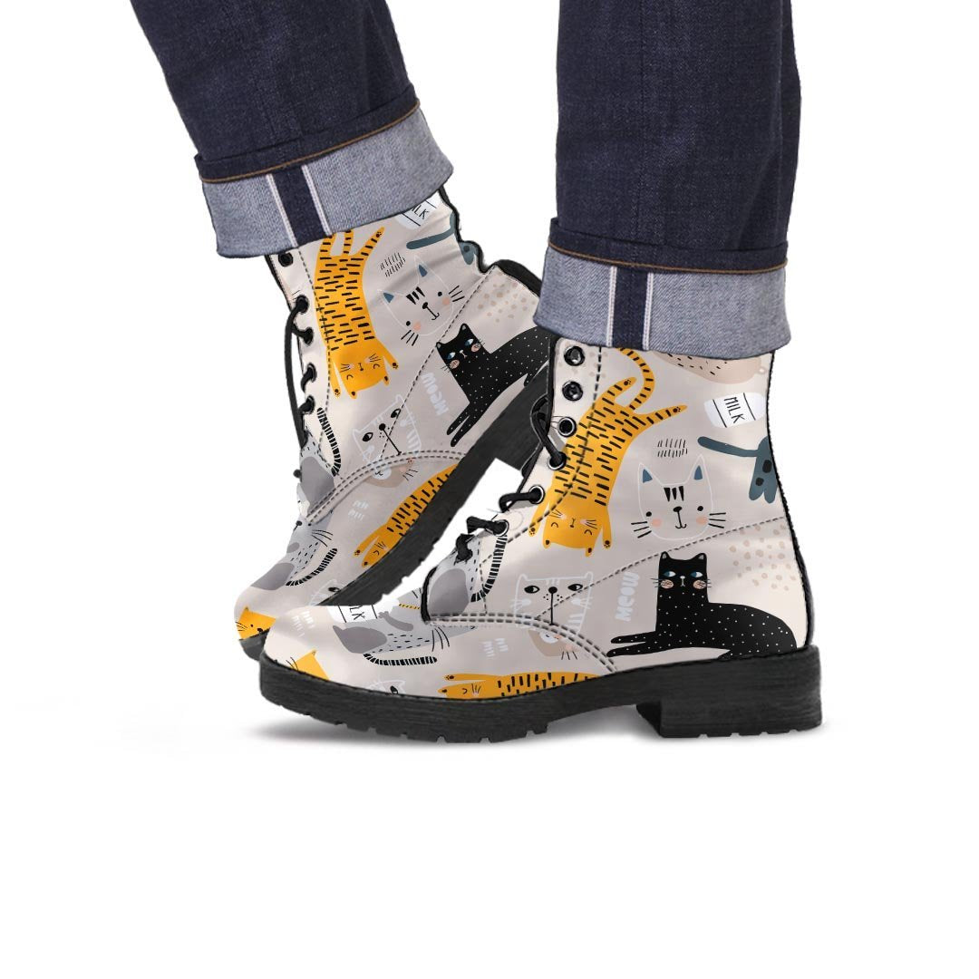 Meow Cat Print Men's Boots-grizzshop