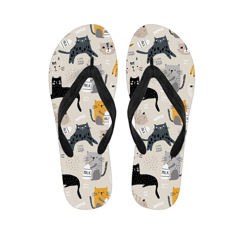 Meow Cat Print Men's Flip Flops-grizzshop