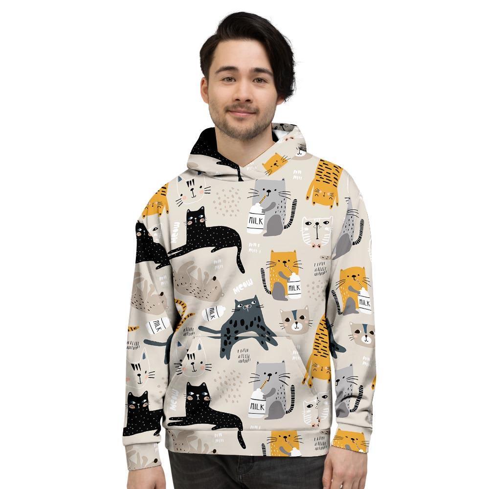 Meow Cat Print Men's Hoodie-grizzshop