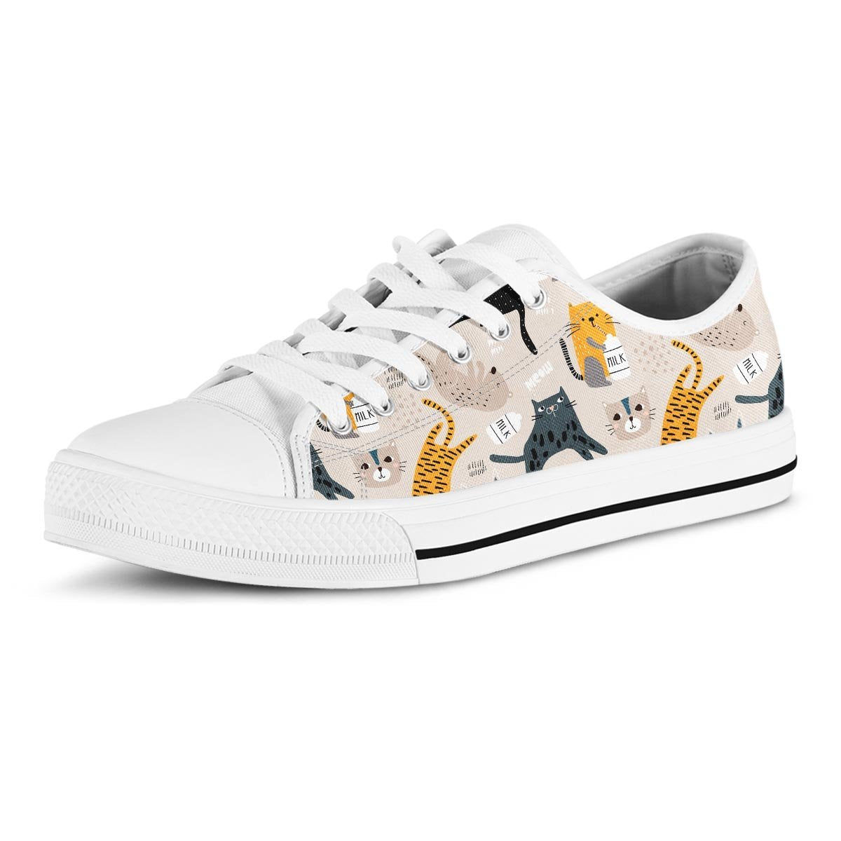 Meow Cat Print Men's Low Top Shoes-grizzshop