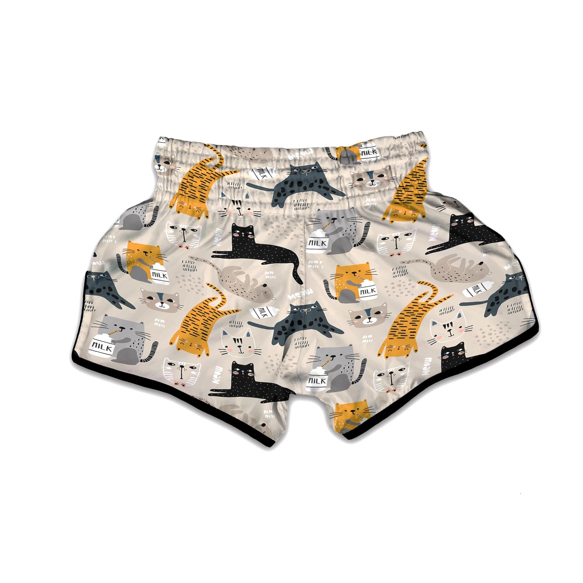 Meow Cat Print Muay Thai Boxing Shorts-grizzshop