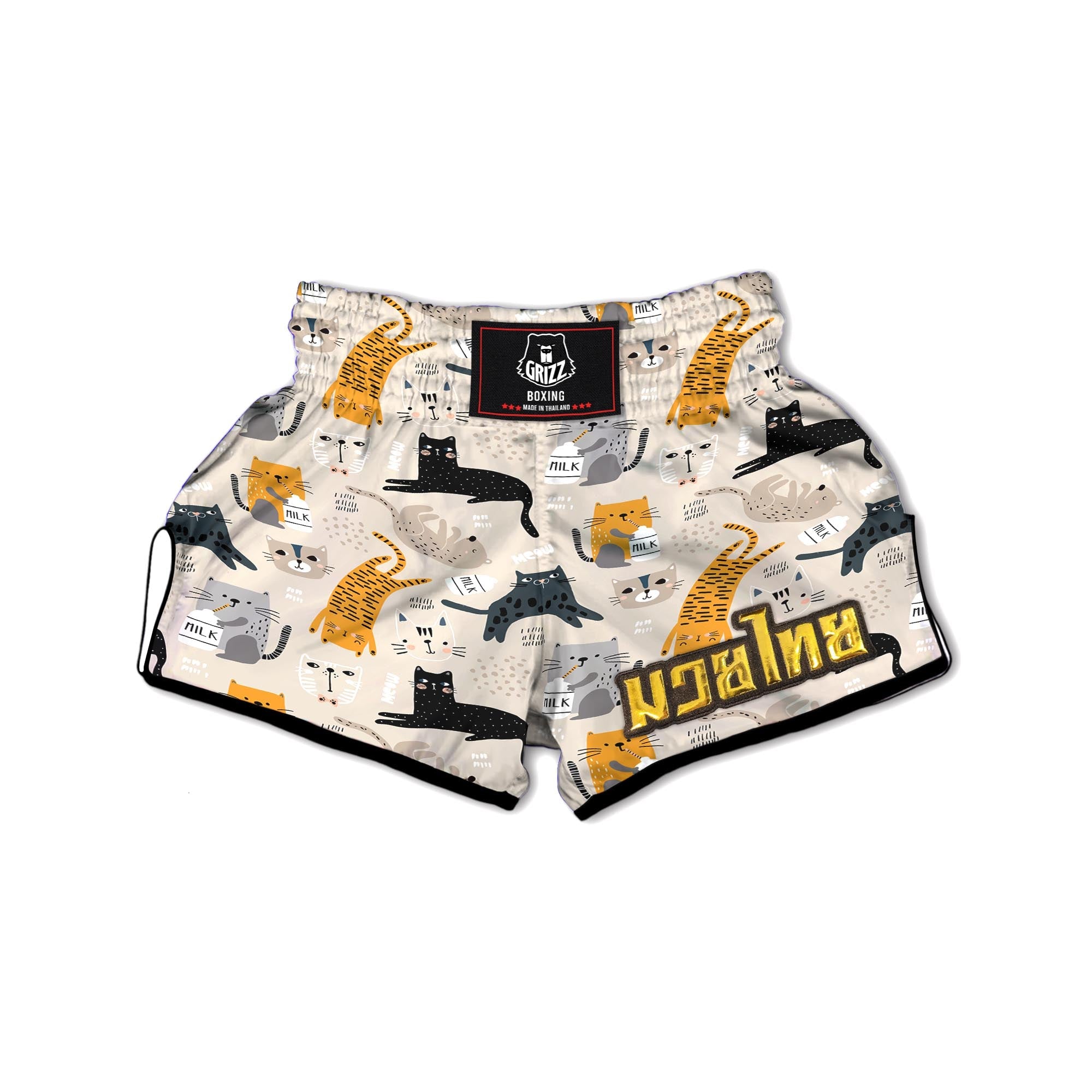 Meow Cat Print Muay Thai Boxing Shorts-grizzshop