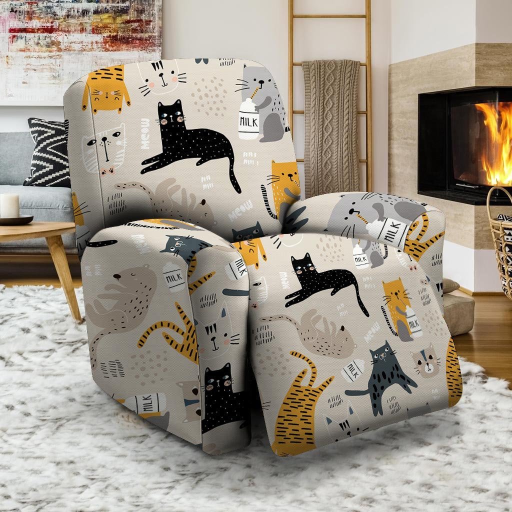 Meow Cat Print Recliner Cover-grizzshop