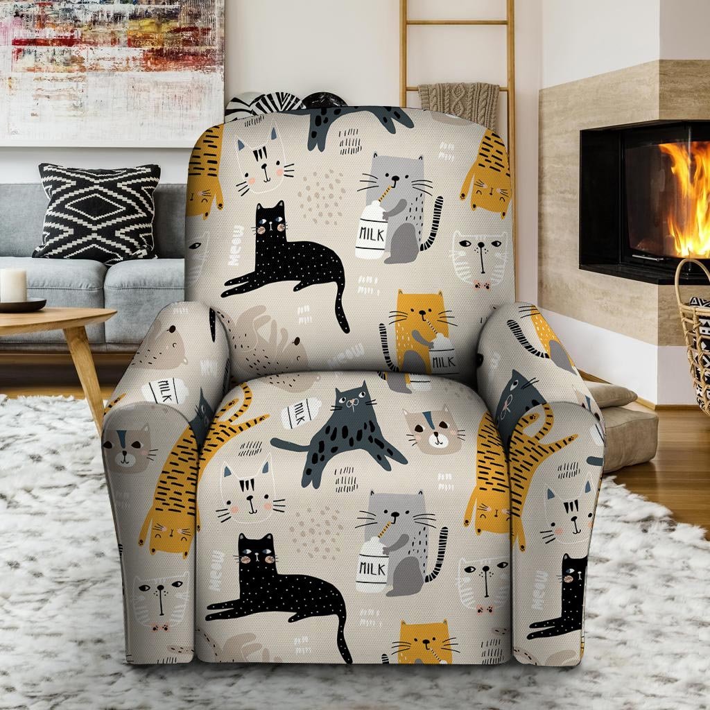 Meow Cat Print Recliner Cover-grizzshop