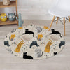 Meow Cat Print Round Rug-grizzshop