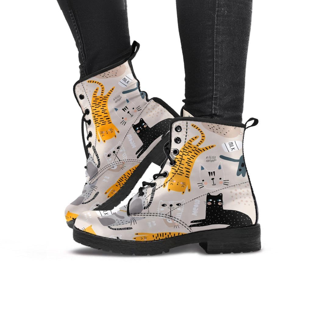 Meow Cat Print Women's Boots-grizzshop