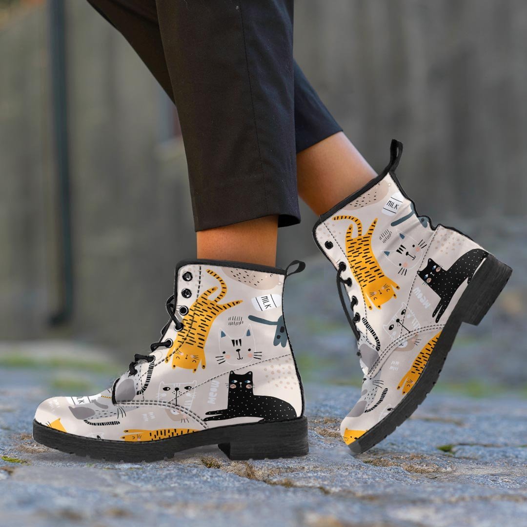 Meow Cat Print Women's Boots-grizzshop