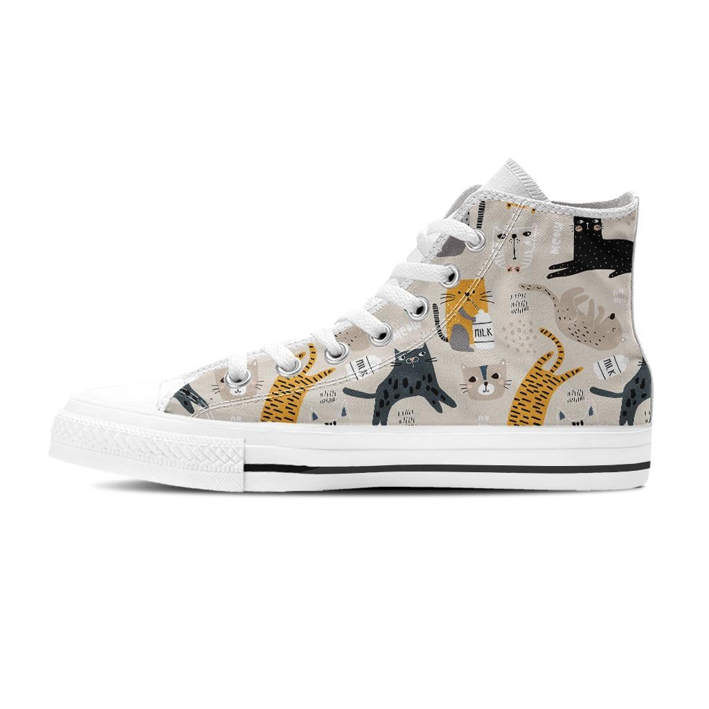 Meow Cat Print Women's High Top Shoes-grizzshop