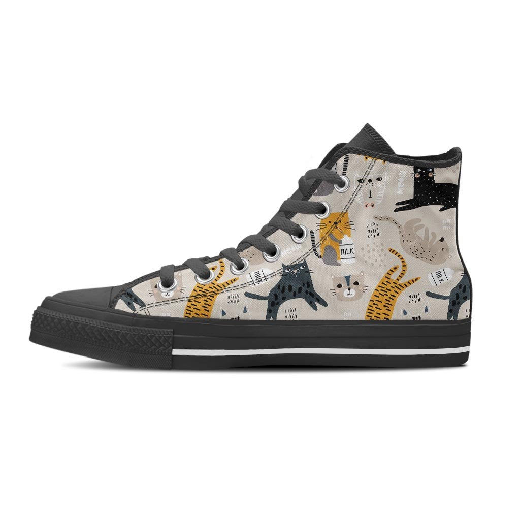 Meow Cat Print Women's High Top Shoes-grizzshop