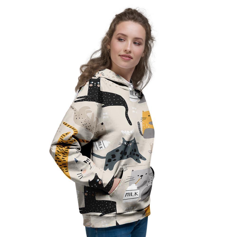 Meow Cat Print Women's Hoodie-grizzshop