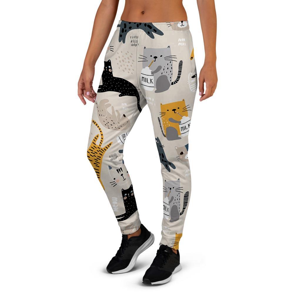 Meow Cat Print Women's Joggers-grizzshop