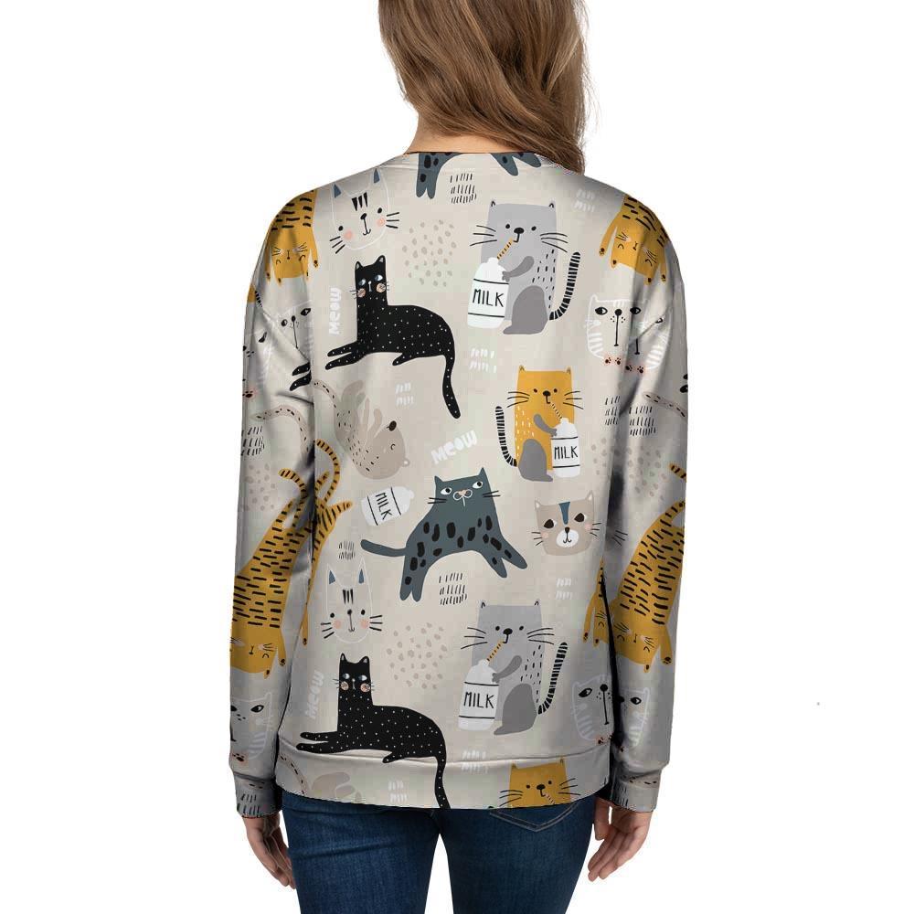 Meow Cat Print Women's Sweatshirt-grizzshop