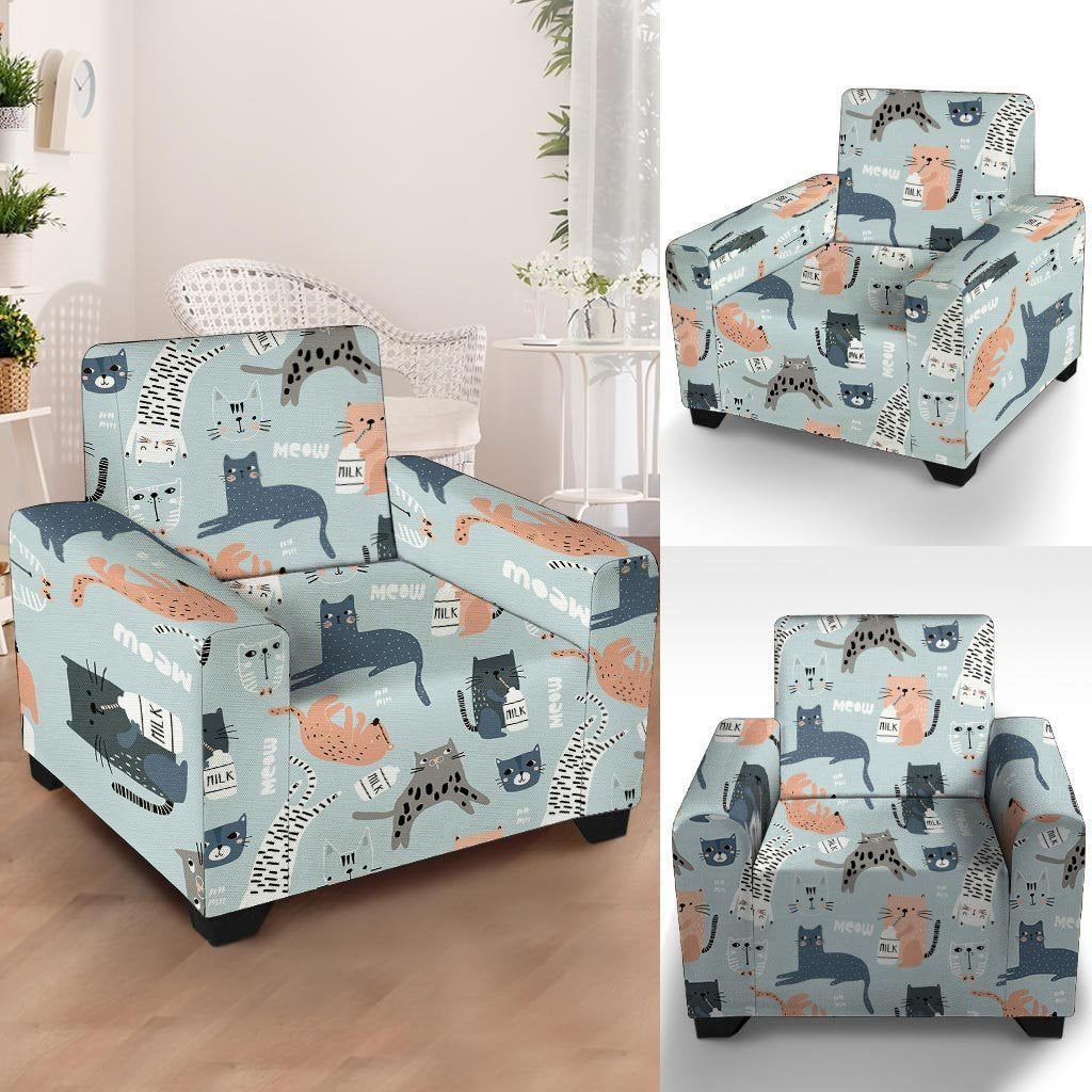 Meow Meow Cat Print Armchair Cover-grizzshop