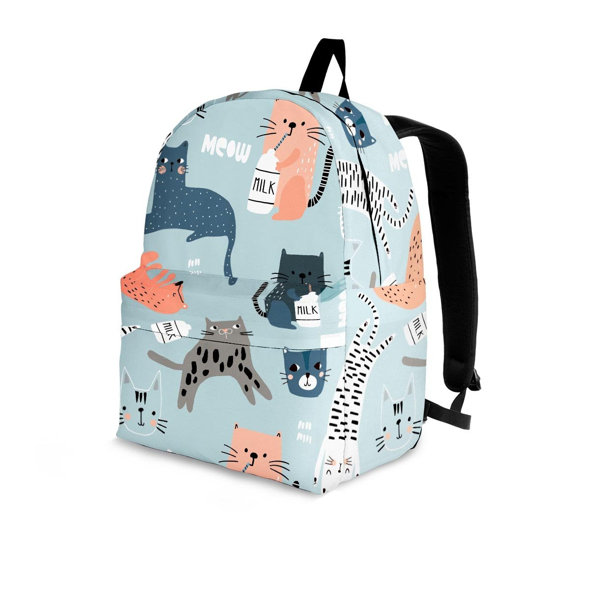 Meow Meow Cat Print Backpack-grizzshop