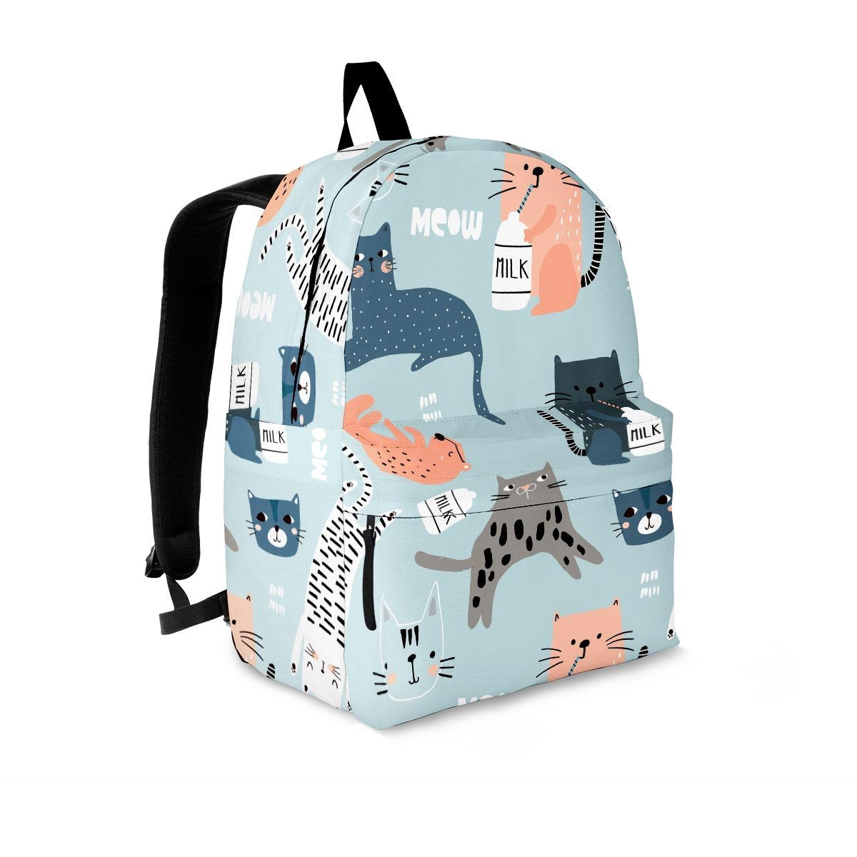 Meow Meow Cat Print Backpack-grizzshop