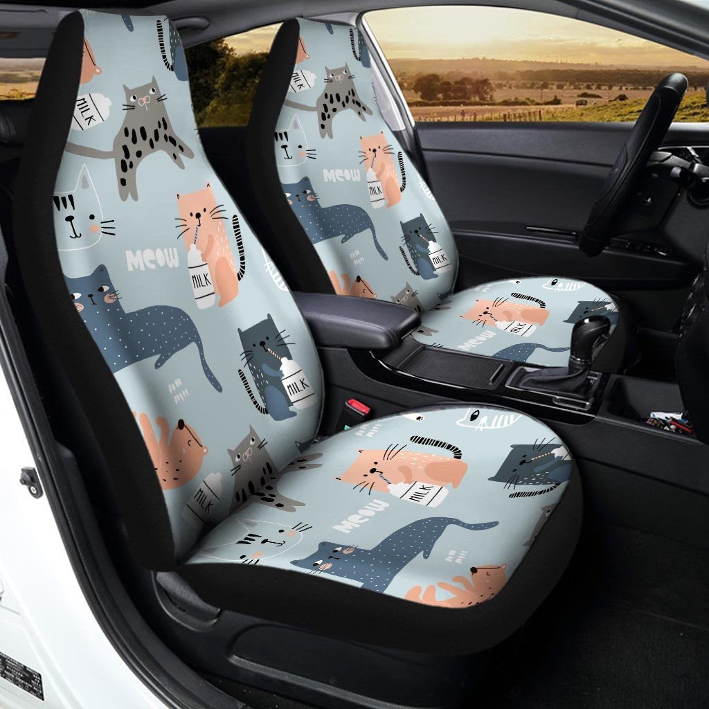 Meow Meow Cat Print Car Seat Covers-grizzshop