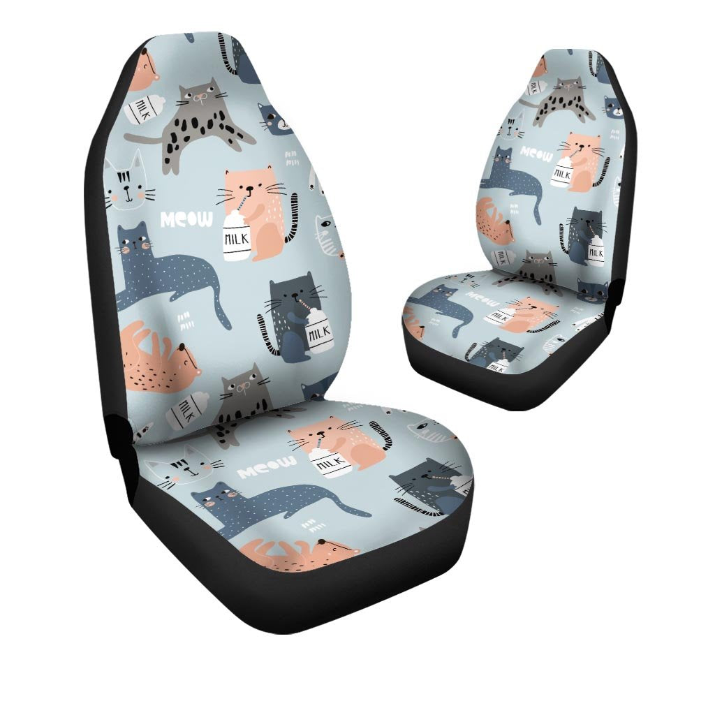 Meow Meow Cat Print Car Seat Covers-grizzshop