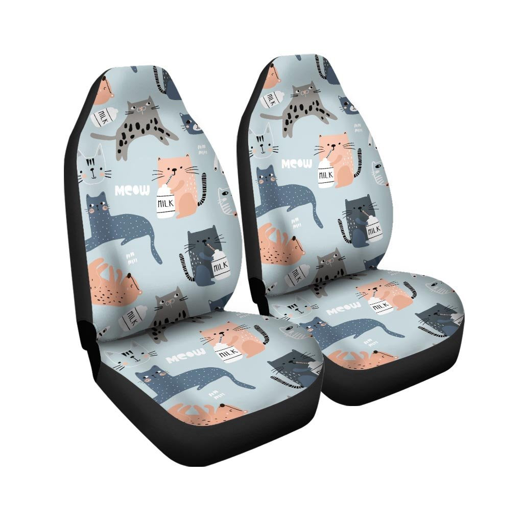 Meow Meow Cat Print Car Seat Covers-grizzshop