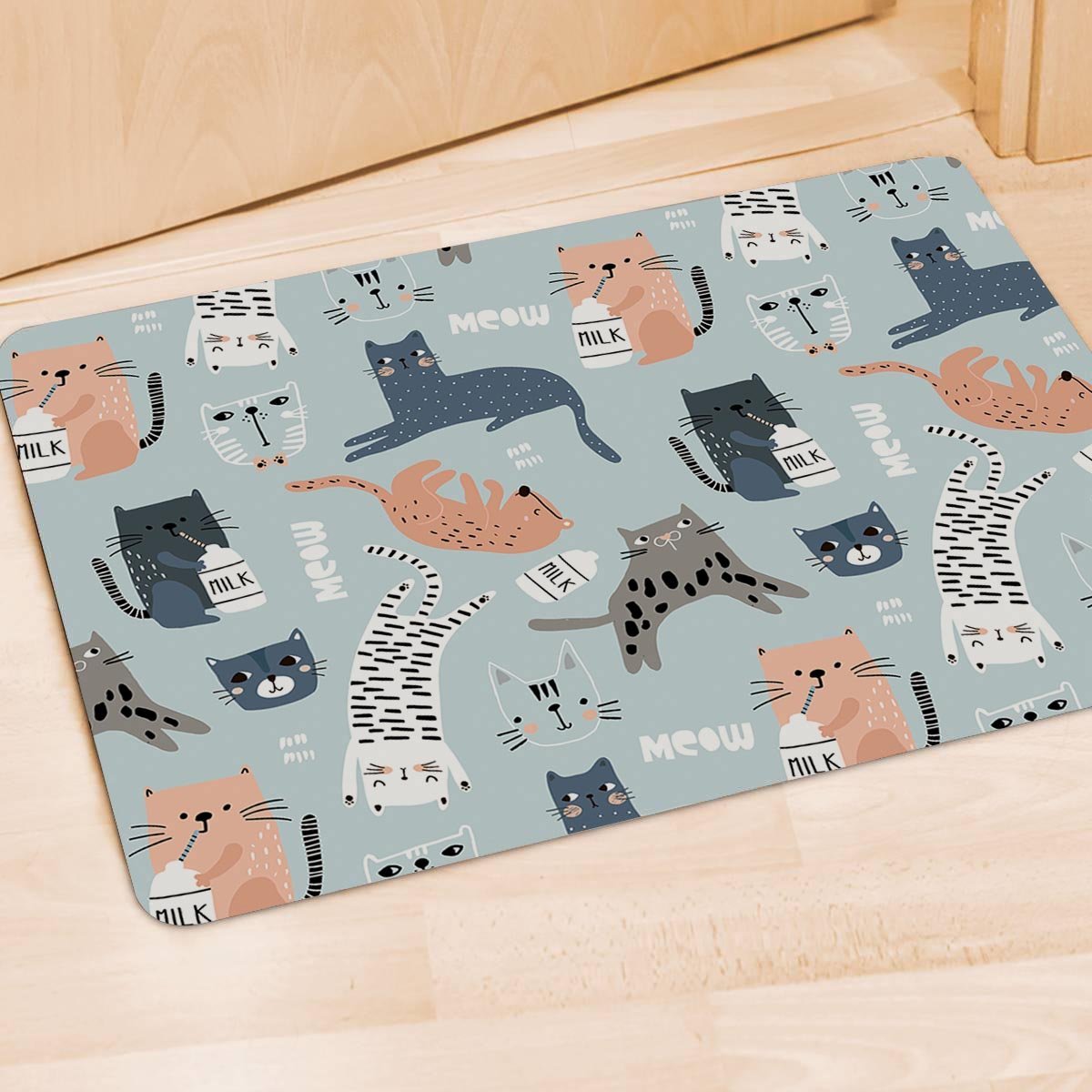 Meow Meow Cat Print Door Mat-grizzshop