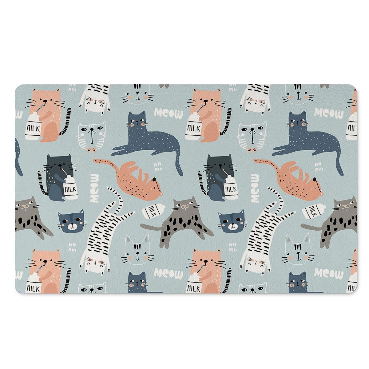 Meow Meow Cat Print Door Mat-grizzshop