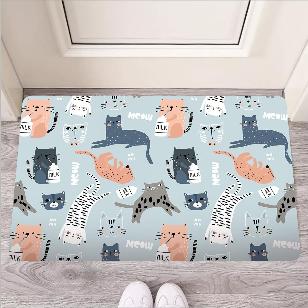 Meow Meow Cat Print Door Mat-grizzshop