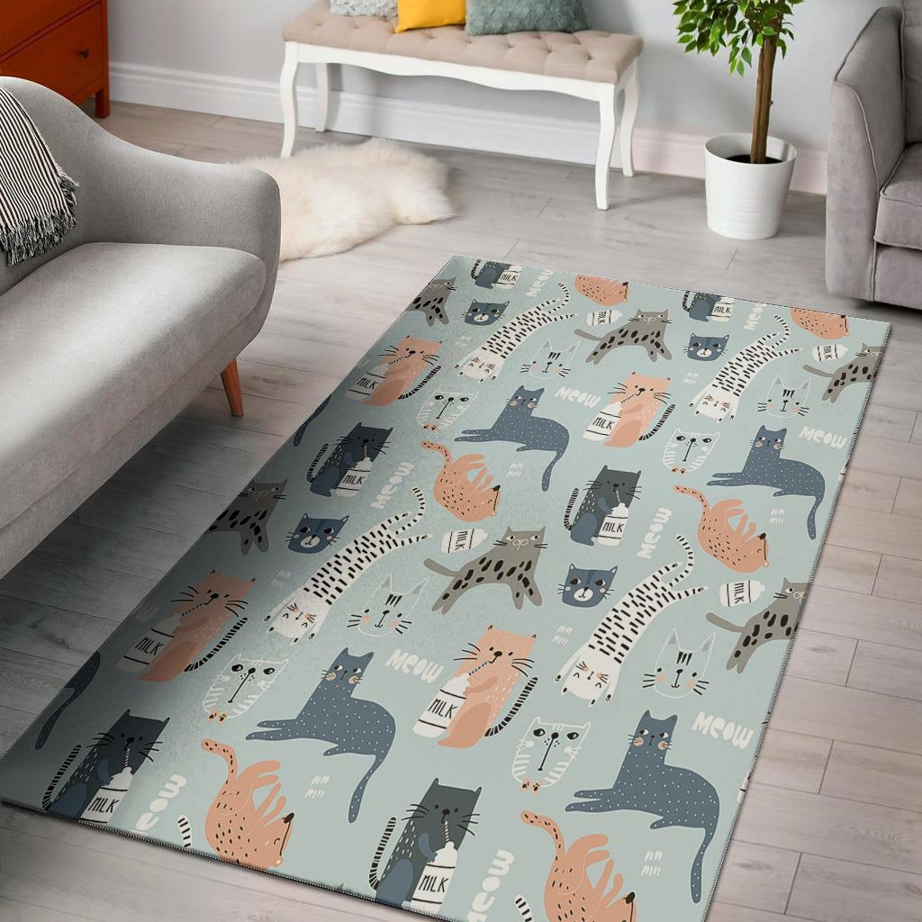 Meow Meow Cat Print Floor Mat-grizzshop