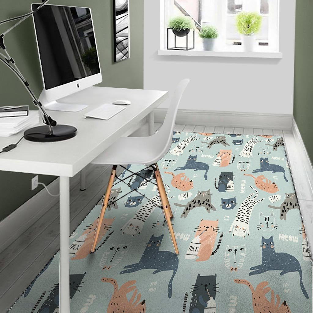 Meow Meow Cat Print Floor Mat-grizzshop